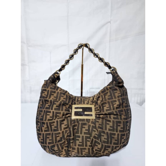 Authentic Fendi Zucca Canvas Mia Hobo Bag Brown - Picture 1 of 15
